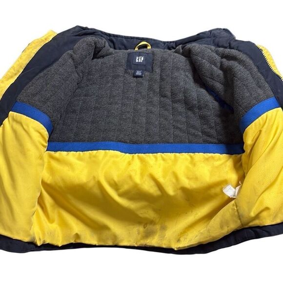 Gap Toddler 4 Navy Blue Yellow Winter Ski Zip Up Hoodie Heavy Coat - Picture 8 of 10